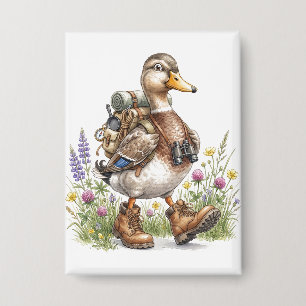 Badge Illustration de canard randonnée fantaisiste avec