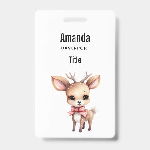 Badge Illustration de cartoon de bébé cerf mignon