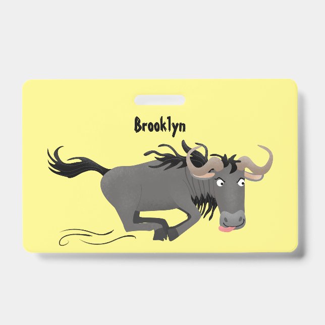 Badge Illustration de cartoon de gnou courant drôle (Avant)