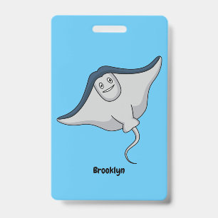 Badge Illustration de cartoon de raie pastenague heureus