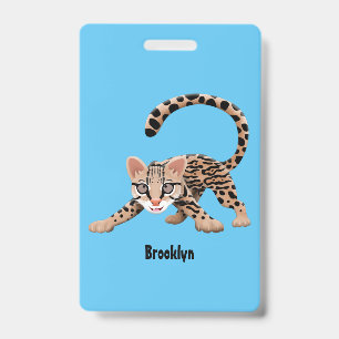 Badge Illustration de cartoon d'ocelot mignon