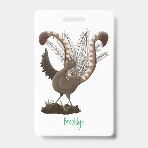 Badge Illustration de cartoon d'oiseau-lyre mignon heure