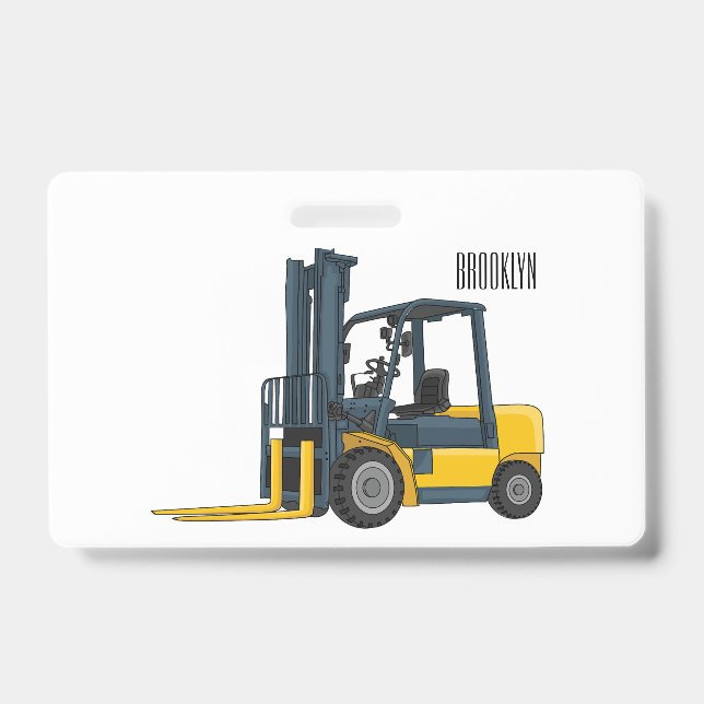 Badge Illustration de chariot élévateur de dessin animé (Avant)