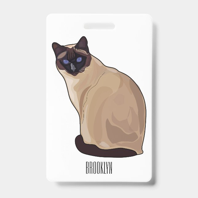 Badge illustration de chat siamois de dessin animé  (Avant)