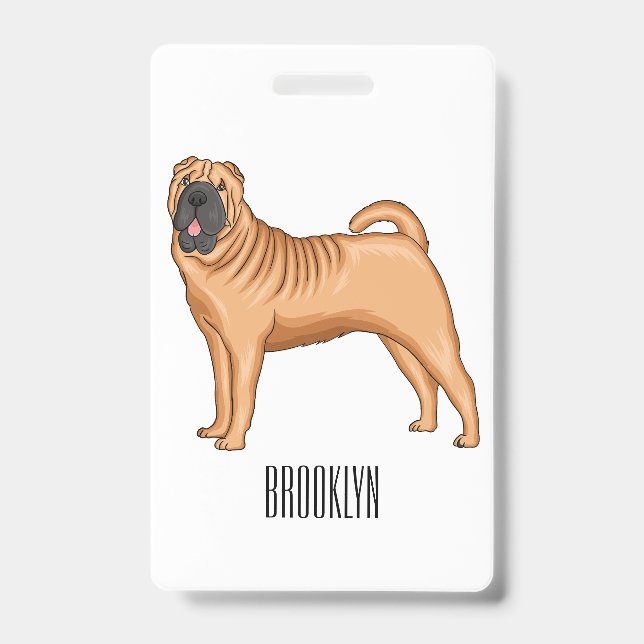 Badge illustration de chien Shar-Pei chinois de dessin a (Avant)
