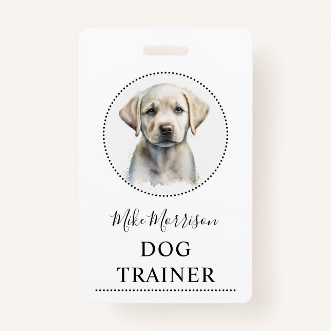 Badge Illustration de chiot Entraîneur de chien (Devant)