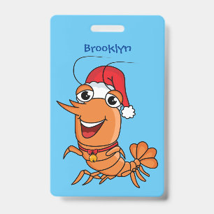 Badge Illustration de crevette de Noël heureuse et migno