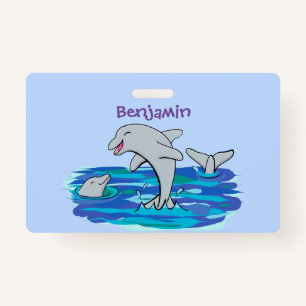Badge Illustration de dauphins heureux adorables