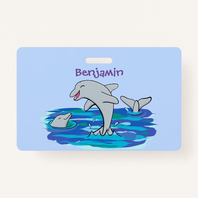 Badge Illustration de dauphins heureux adorables (Devant)