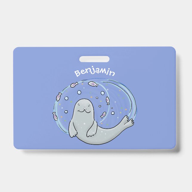 Badge Illustration de dessin animé bleu de poisson et de (Avant)