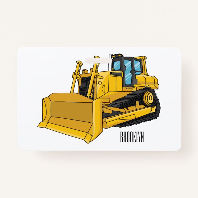 Badge Illustration de dessin animé Bulldozer (Devant)