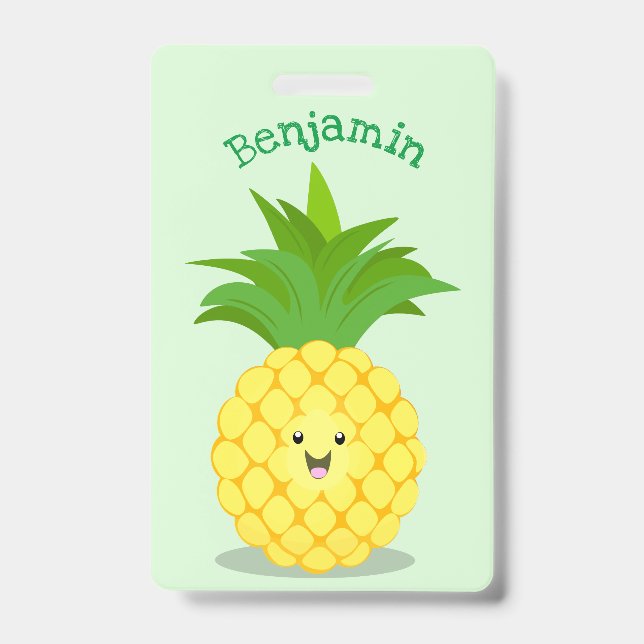 Badge Illustration de dessin animé d'ananas mignon (Avant)