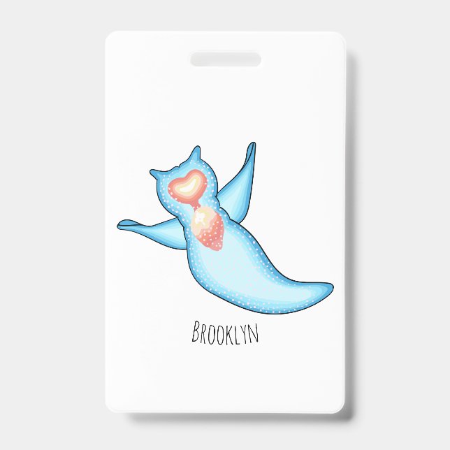 Badge illustration de dessin animé d'ange de mer  (Avant)