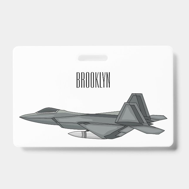 Badge Illustration de dessin animé d'avion de chasse (Avant)