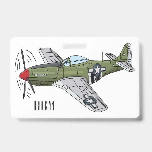 Badge Illustration de dessin animé d'avion militaire (Avant)
