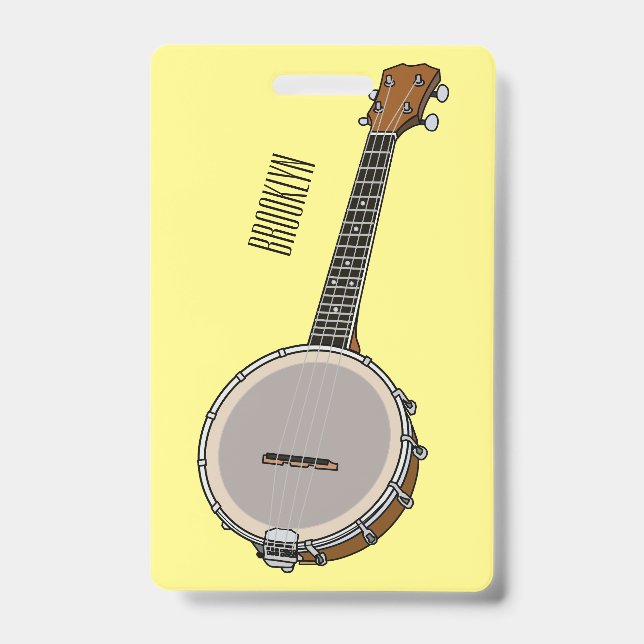 Badge illustration de dessin animé de banjo (Avant)