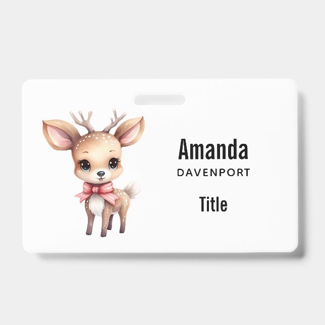Badge Illustration de dessin animé de bébé cerf mignon (Avant)