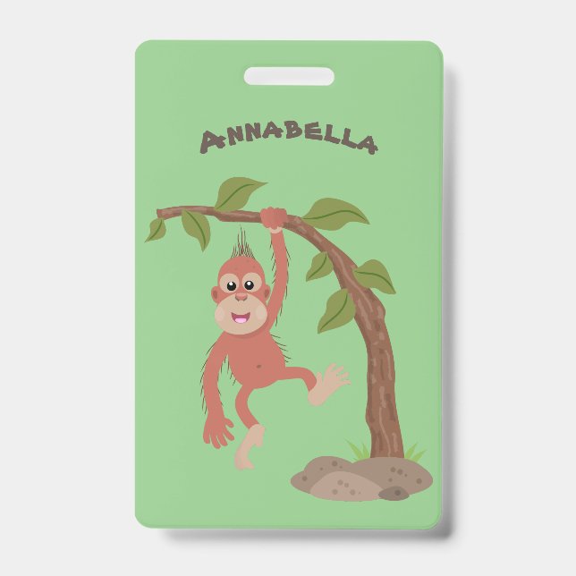 Badge Illustration de dessin animé de bébé orang-outan m (Avant)
