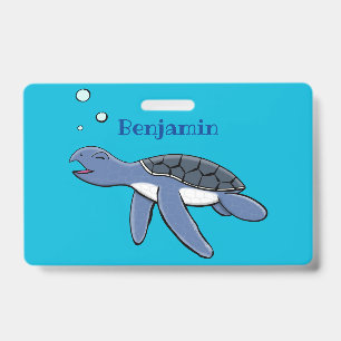 Badge Illustration de dessin animé de bébé tortue de mer