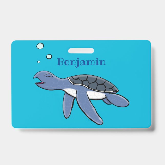 Badge Illustration de dessin animé de bébé tortue de mer (Avant)