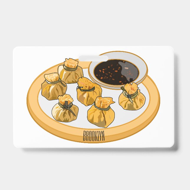 Badge Illustration de dessin animé de bourse de crevette (Avant)