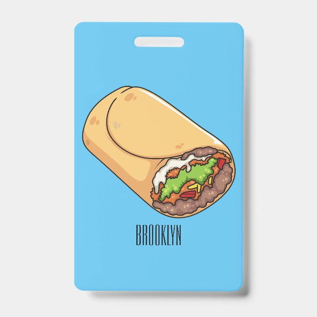 Badge Illustration de dessin animé de burrito  (Avant)