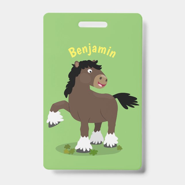 Badge Illustration de dessin animé de cheval de trait Cl (Avant)