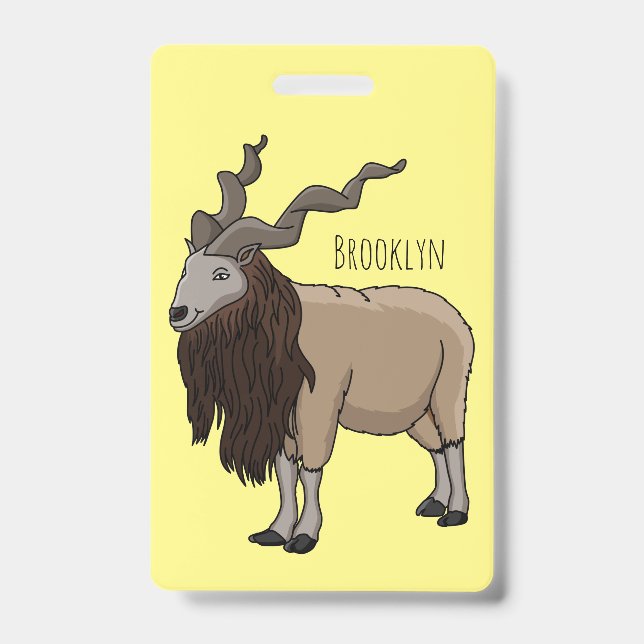 Badge illustration de dessin animé de chèvre Markhor (Avant)
