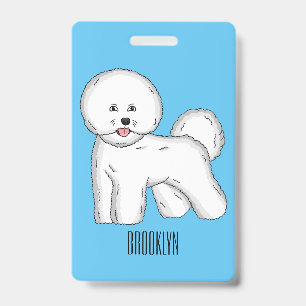 Badge illustration de dessin animé de chien bichon frise
