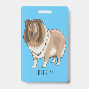 Badge Illustration de dessin animé de chien colley à poi