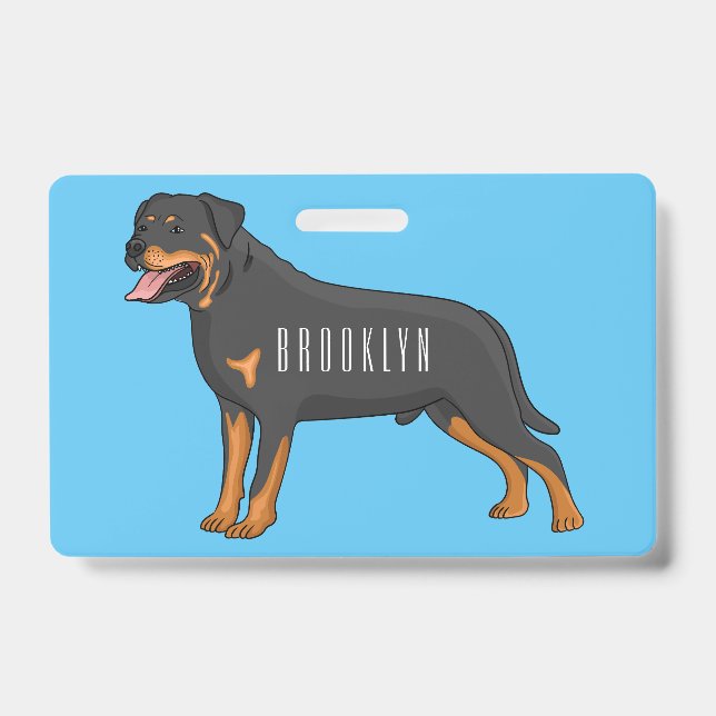 Badge illustration de dessin animé de chien Rottweiler  (Avant)