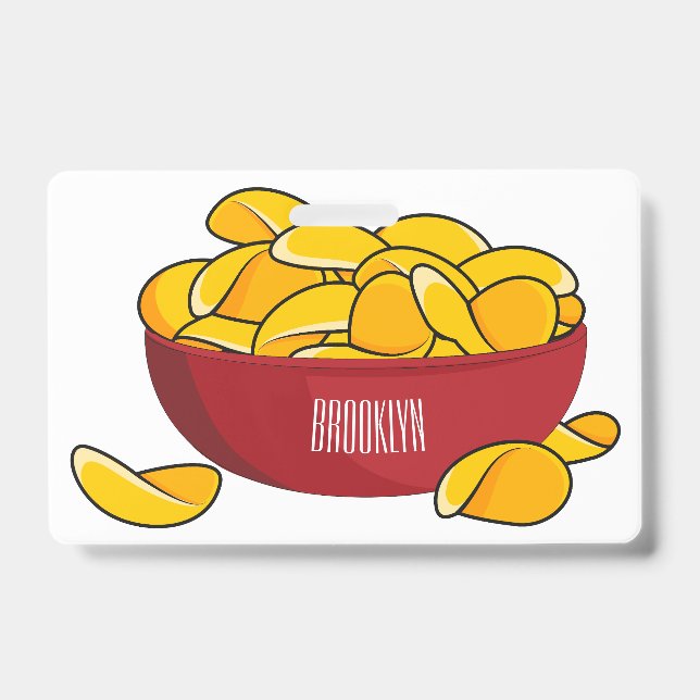 Badge Illustration de dessin animé de chips de pomme de  (Avant)