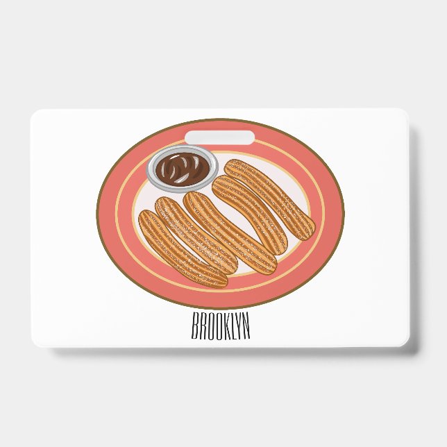 Badge illustration de dessin animé de churro (Avant)