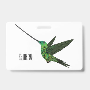 Badge illustration de dessin animé de colibri à bec en s