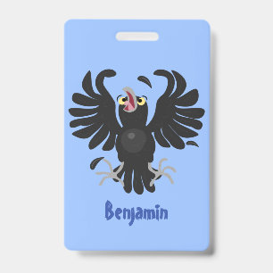 Badge Illustration de dessin animé de corbeau fou et drô
