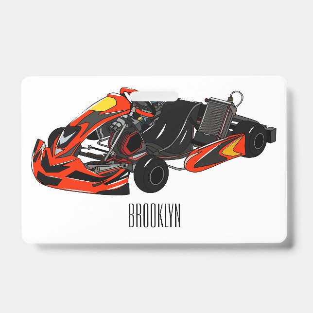 Badge illustration de dessin animé de course de kart (Avant)