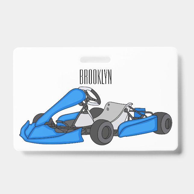 Badge Illustration de dessin animé de course de karting (Avant)