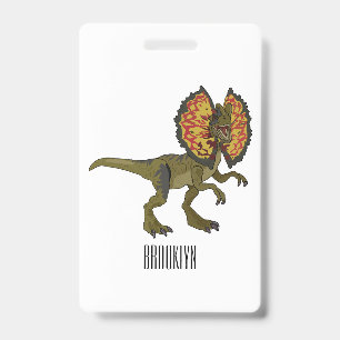 Badge illustration de dessin animé de Dilophosaurus