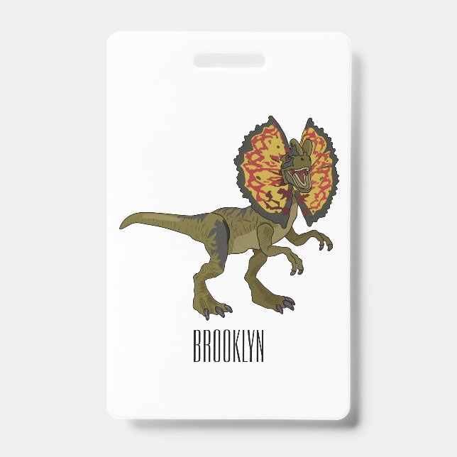 Badge illustration de dessin animé de Dilophosaurus (Avant)