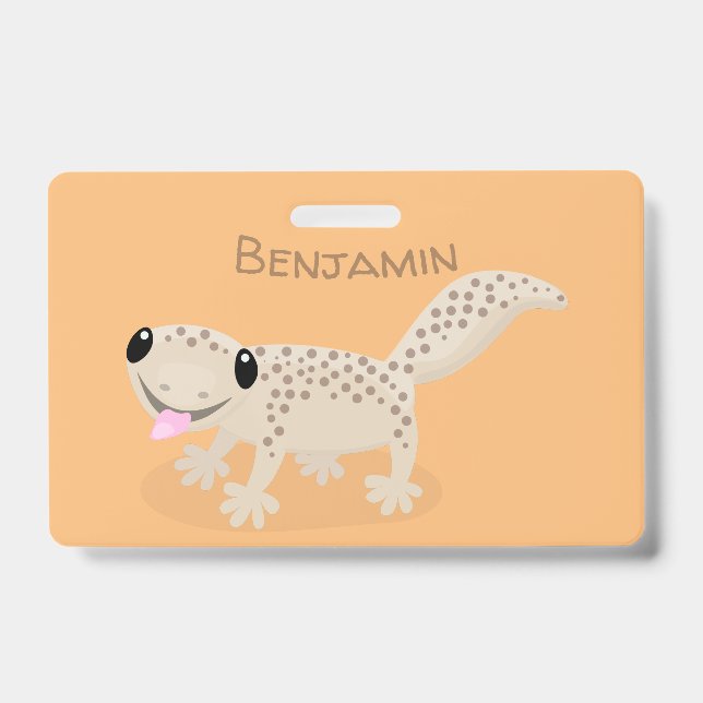 Badge Illustration de dessin animé de gecko bronzé tache (Avant)