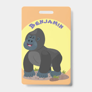 Badge Illustration de dessin animé de grand gorille mign