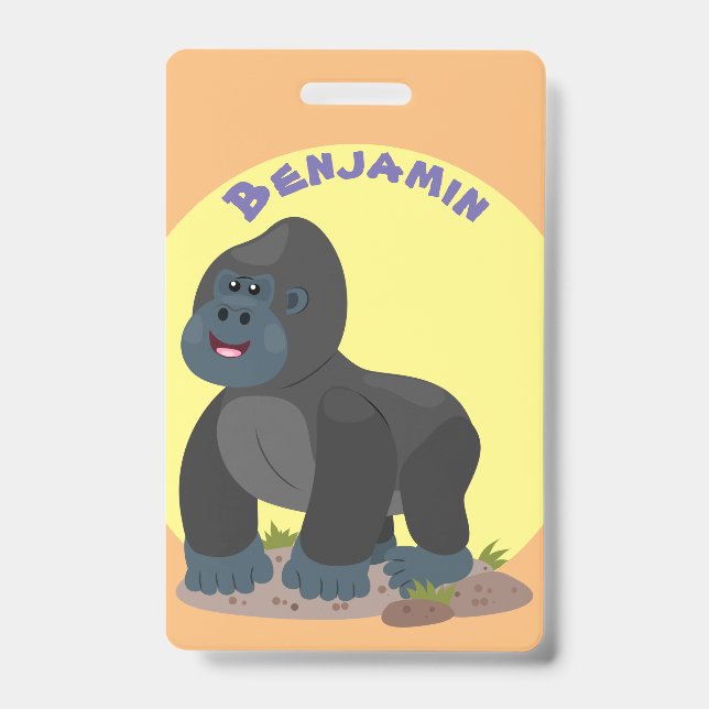 Badge Illustration de dessin animé de grand gorille mign (Avant)