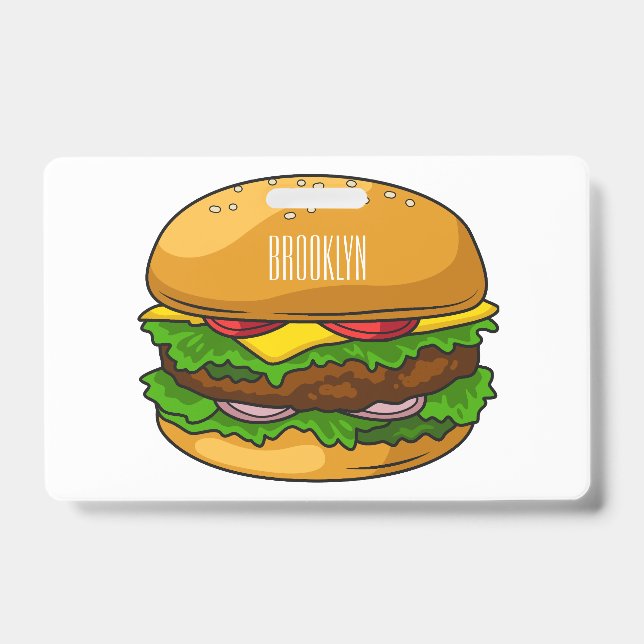 Badge Illustration de dessin animé de hamburger  (Avant)