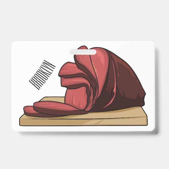 Badge Illustration de dessin animé de jambon  (Avant)