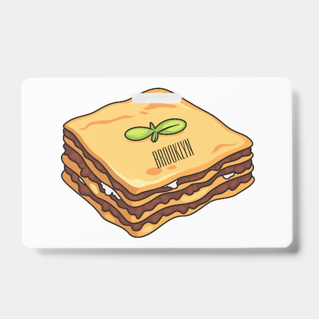 Badge illustration de dessin animé de lasagne (Avant)