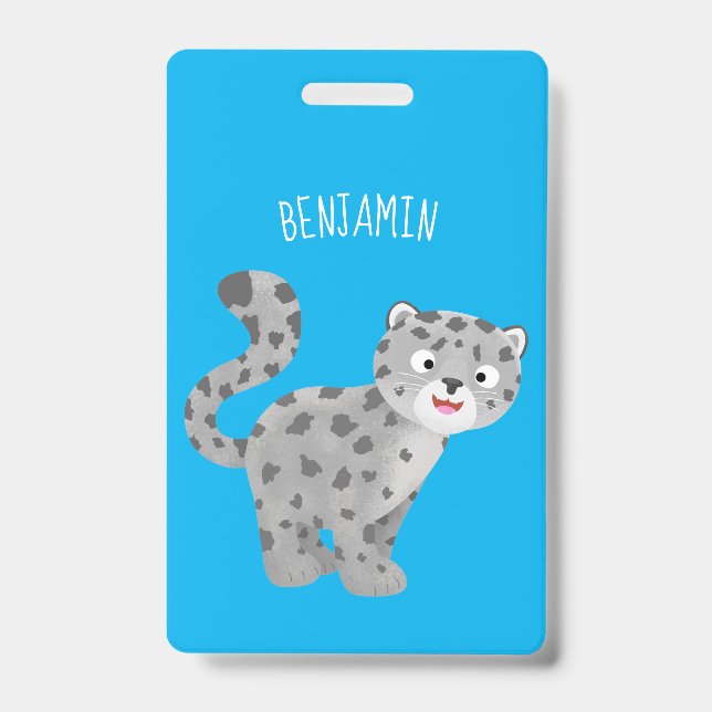 Badge Illustration de dessin animé de léopard des neiges (Avant)