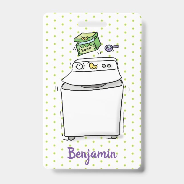 Badge Illustration de dessin animé de machine à laver mi (Avant)