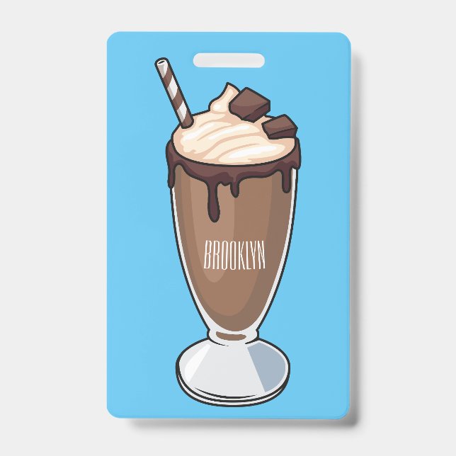 Badge Illustration de dessin animé de milkshake au choco (Avant)