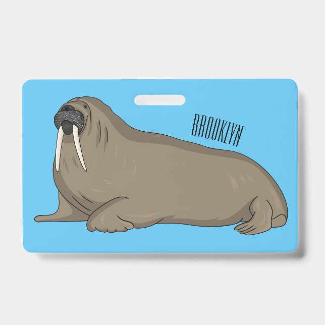 Badge Illustration de dessin animé de morse (Avant)