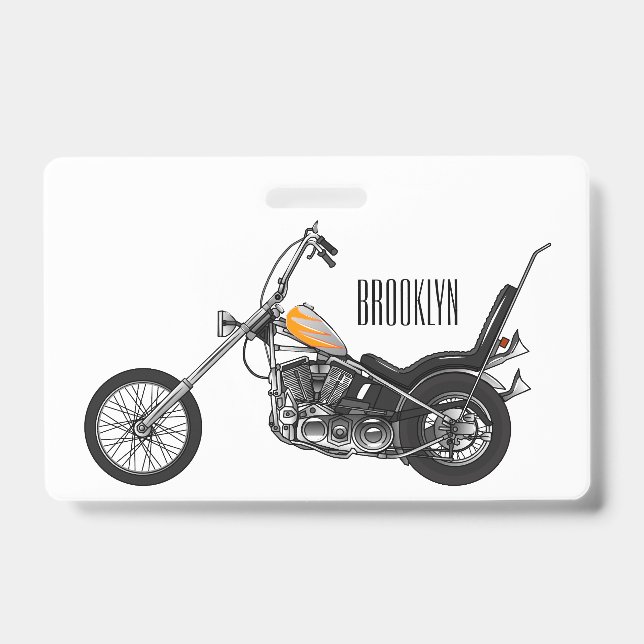 Badge Illustration de dessin animé de moto chopper 1950 (Avant)